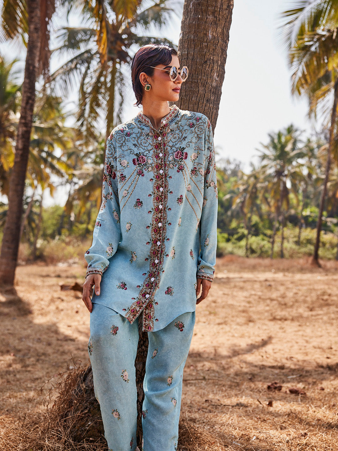 Digital Printed Crepe Kurta With Pants