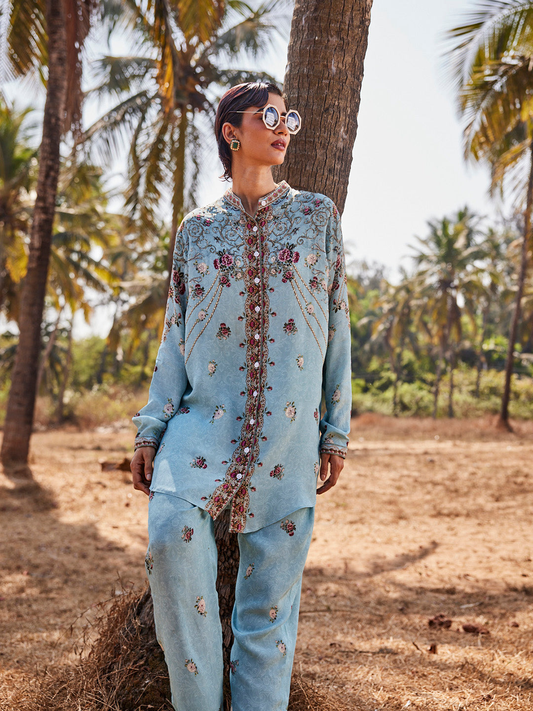 Digital Printed Crepe Kurta With Pants