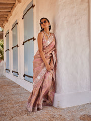 Sequin Embroidered Border Tissue Saree