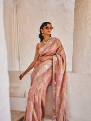 Sequin Embroidered Border Tissue Saree