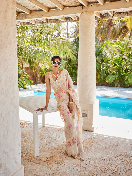 Digital Printed Printed Organza Saree