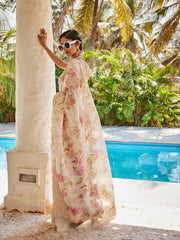 Digital Printed Printed Organza Saree