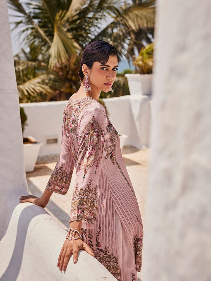 Digital Printed Georgette Kurta With Sharara &amp; Dupatta