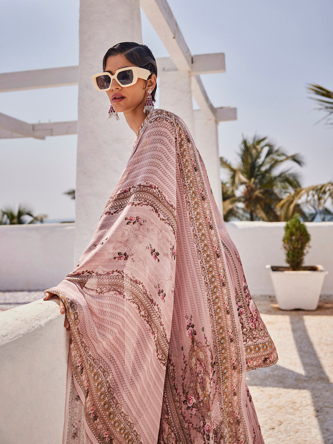 Digital Printed Georgette Kurta With Sharara &amp; Dupatta