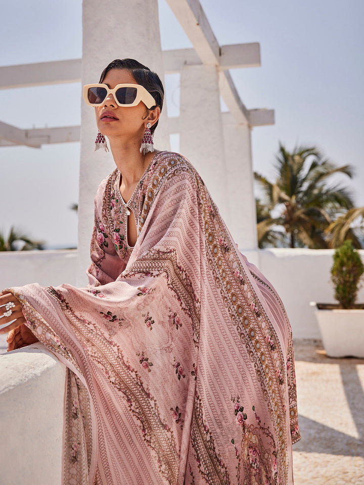 Digital Printed Georgette Kurta With Sharara &amp; Dupatta