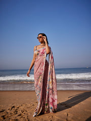 Sequin Work Printed Georgette Saree