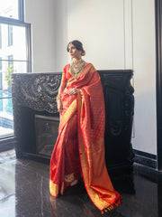 Brocade Zari Jaal Handloom Kanjivaram Woven Saree