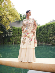 Floral Printed Crepe Choli With Lehenga & Dupatta