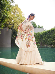 Floral Printed Crepe Choli With Lehenga & Dupatta