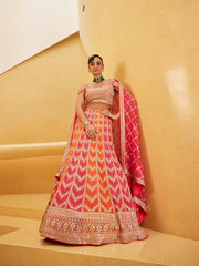 Embroidered Georgette Choli With Lehenga & Dupatta