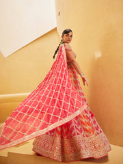 Embroidered Georgette Choli With Lehenga & Dupatta