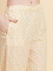 Floral Printed Cotton Kurta With Pants & Dupatta