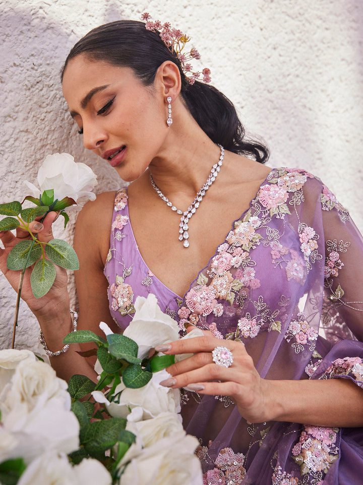 Sequin Embroidery Organza Saree