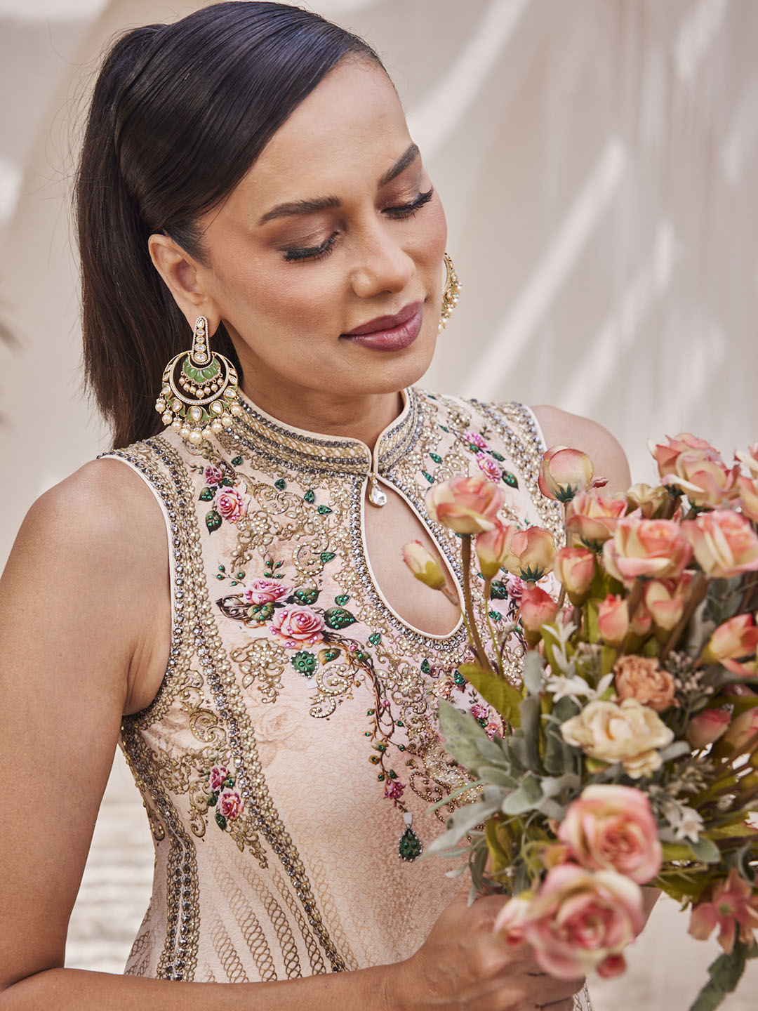 Digital Floral Printed Crepe Gown