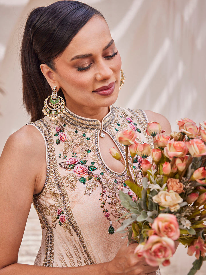 Digital Floral Printed Crepe Gown