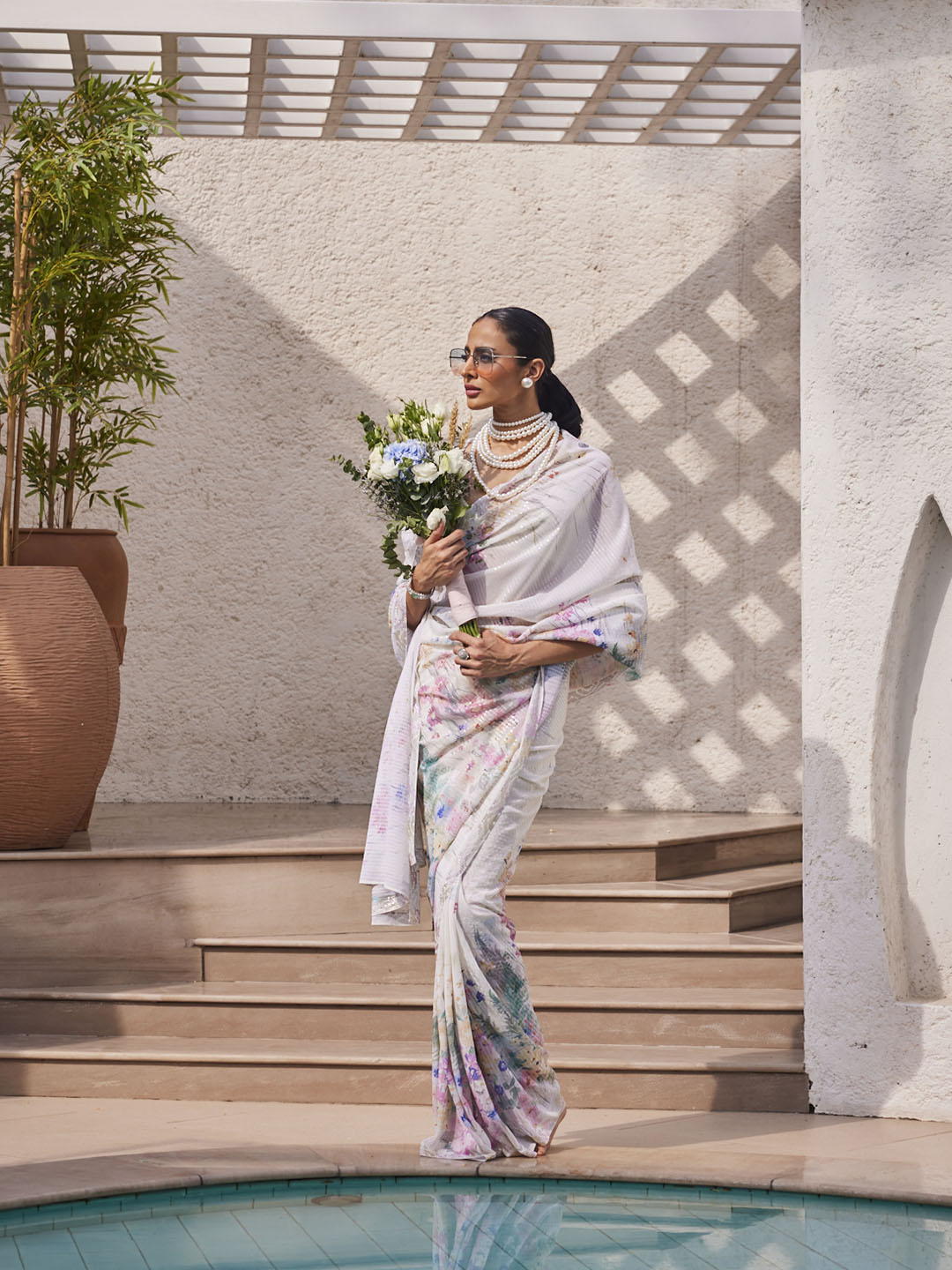 Sequin Work Printed Georgette Saree