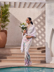 Sequin Work Printed Georgette Saree