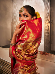 Golden Kanjeevaram Woven Handloom Saree