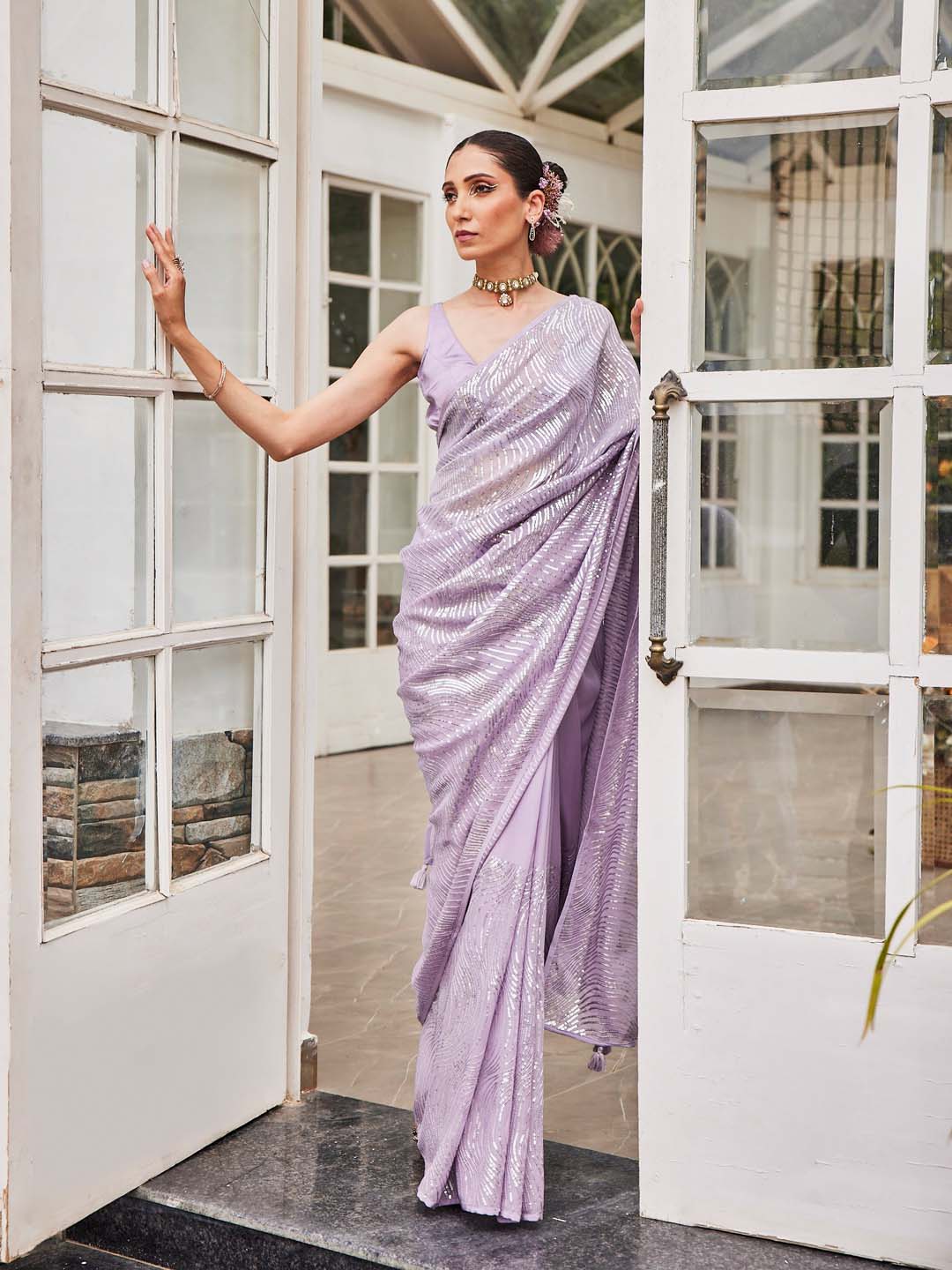 Sequin Embroidered Georgette Saree