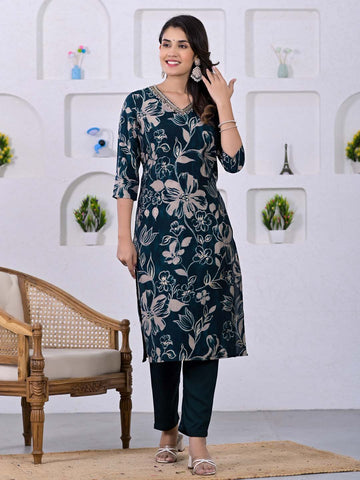 Floral Chanderi Suit Set with Dupatta
