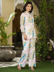 Floral Printed Muslin Kurta With Pants