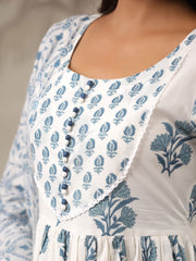 Floral Printed Cotton Kurta With Pants & Dupatta