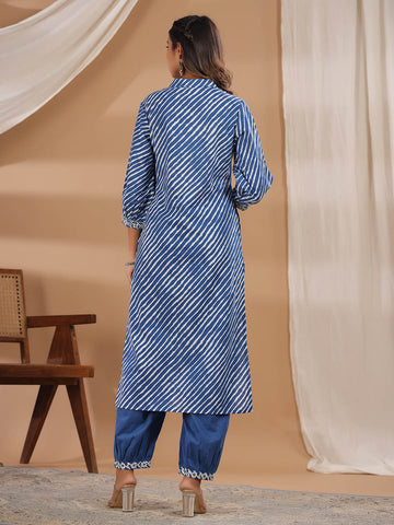 Leheriya Printed Cotton Kurta With Pants