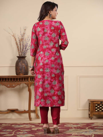 Floral Printed Muslin Kurta With Pants