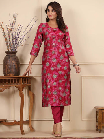 Floral Printed Muslin Kurta With Pants