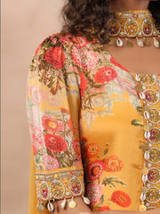 Floral Printed Crepe Stitched Salwar Kameez and Palazzo With Net Dupatta