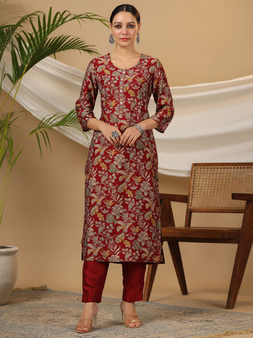 Printed Cotton Suit Set With Dupatta