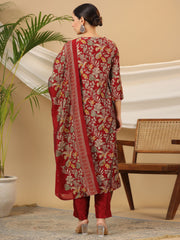 Printed Cotton Suit Set With Dupatta