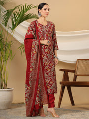 Printed Cotton Suit Set With Dupatta