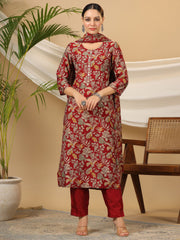 Printed Cotton Suit Set With Dupatta