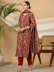 Printed Cotton Suit Set With Dupatta