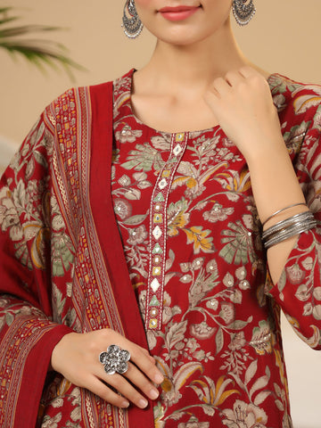 Printed Cotton Suit Set With Dupatta