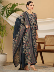 Printed Cotton Suit Set With Dupatta