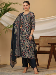 Printed Cotton Suit Set With Dupatta