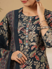 Printed Cotton Suit Set With Dupatta