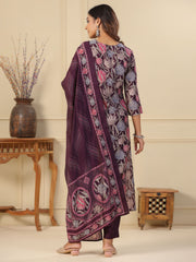 Printed Cotton Suit Set With Dupatta