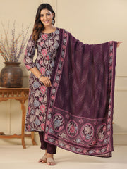 Printed Cotton Suit Set With Dupatta