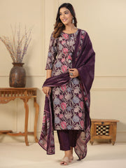 Printed Cotton Suit Set With Dupatta