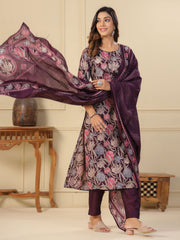 Printed Cotton Suit Set With Dupatta