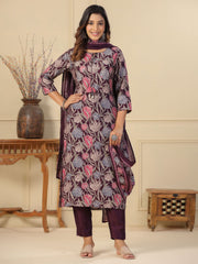 Printed Cotton Suit Set With Dupatta