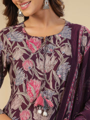 Printed Cotton Suit Set With Dupatta