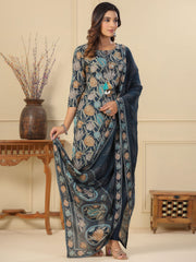 Printed Cotton Suit Set With Dupatta