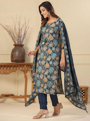 Printed Cotton Suit Set With Dupatta