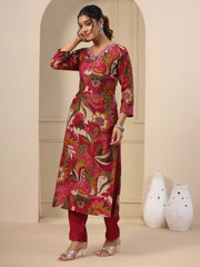 Floral Printed Muslin Kurta With Pants