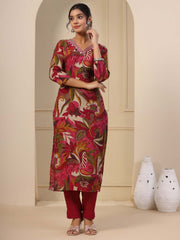 Floral Printed Muslin Kurta With Pants