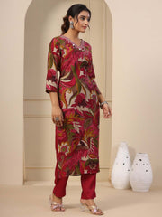 Floral Printed Muslin Kurta With Pants